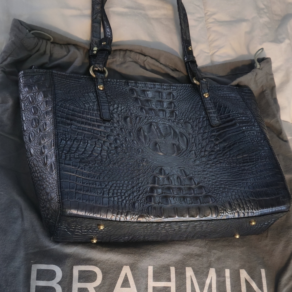 Brahmin Croc-Embossed Tote with Gold Plaque - Picture 2 of 4